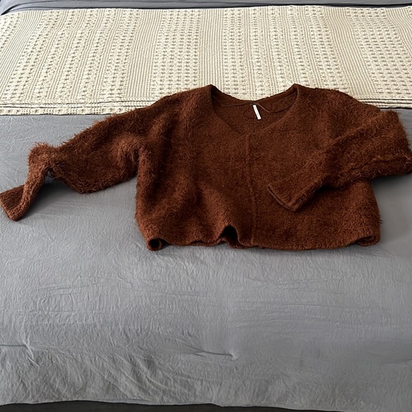 FREE PEOPLE BROWN FUZZY SWEATER S - Picture 6 of 10